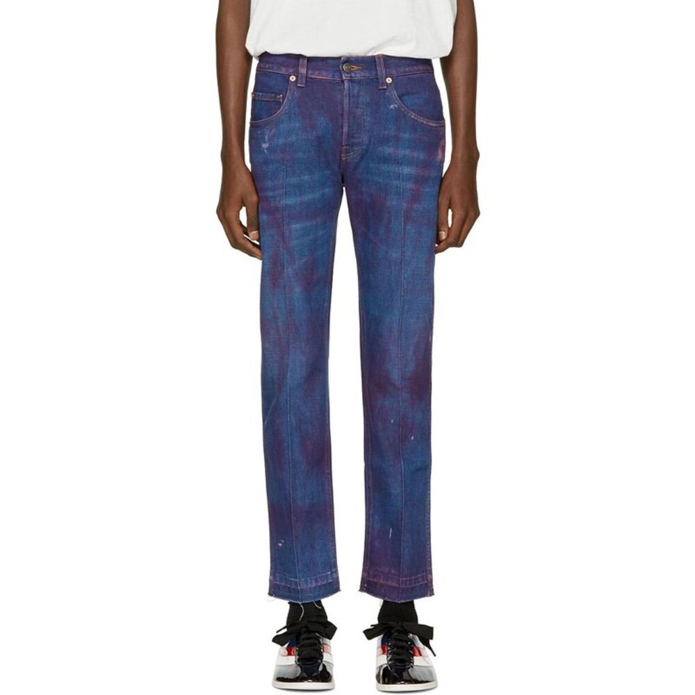 Gucci Mens Stonewashed Tapered Jeans 30 Dark Blue/Pink - NWT $860